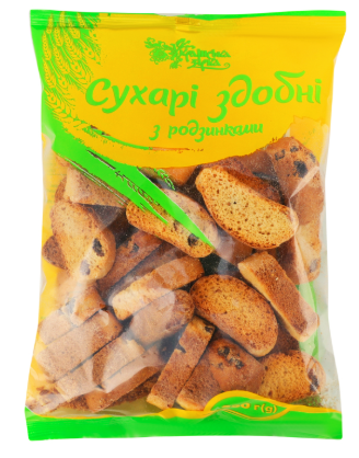 Сухарі здобні Українська зірка з родзинками, 250г